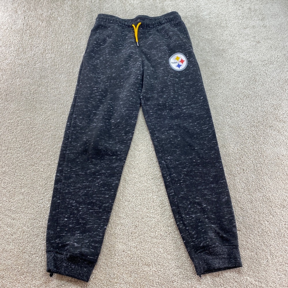 NFL Team Apparel Pittsburgh‎ Steelers Sweatpants Boys XL 18-20 Gray Space Dye